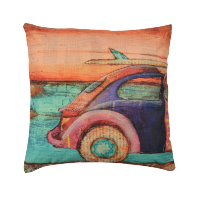 Barevný povlak na polštář s motivem auta - 43*43 cm