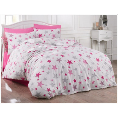 Bavlněné povlečení Galaxy růžové 70x90, 140x200 cm