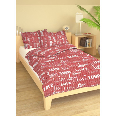 Bavlněné povlečení Love červená 140x200 cm, 70x90 cm