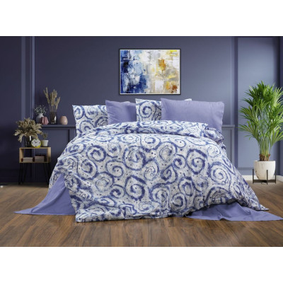 Bavlněné povlečení Spirála modrá 140x200 cm, 70x90 cm