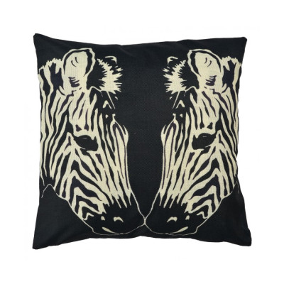 Černý povlak na polštář s motivem zebry - 43x43 cm