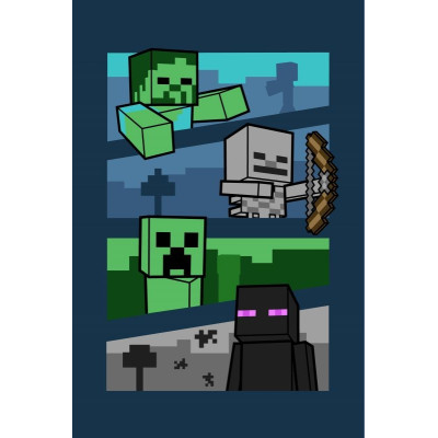 Fleece deka Minecraft Mobs and Shadows Polyester, 100x150 cm