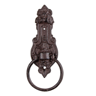 Hnědo černé litinové klepadlo na dveře - 10x3x22 cm