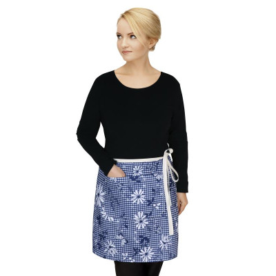 Kuchyňská zástěra DITA do pasu - modrá kostička