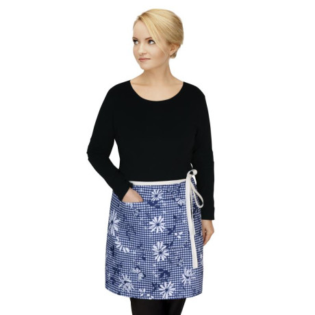 Kuchyňská zástěra DITA do pasu - modrá kostička