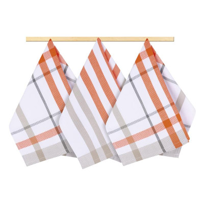 Kuchyňské utěrky - káro oranžové