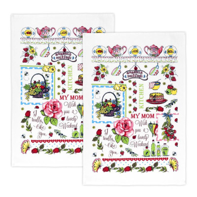 Kuchyňské utěrky - sada 2 kusů - růže