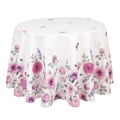 Kulatý bavlněný ubrus Roses and butterflies – Ø 170 cm