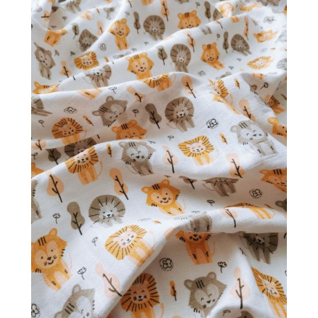 Látková plena s potiskem Lev šedý Bavlna, 70x70 cm