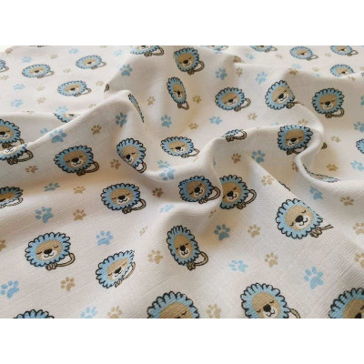 Látková plena s potiskem Lvíček modrý Bavlna, 70x70 cm