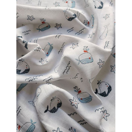 Látková plena s potiskem Moře Bavlna, 70x70 cm