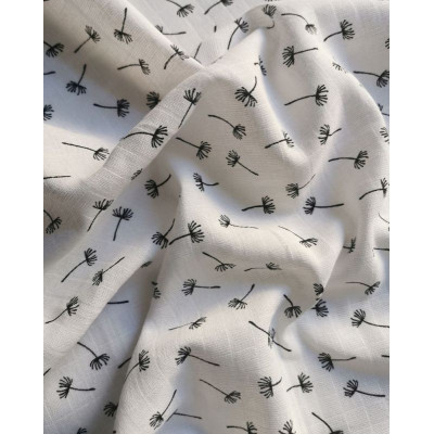 Látková plena s potiskem Pampeliška černá Bavlna, 70x70 cm