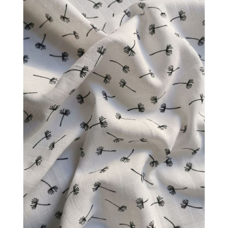 Látková plena s potiskem Pampeliška černá Bavlna, 70x70 cm