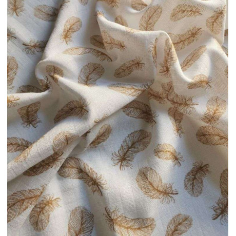 Látková plena s potiskem Pírko hnědá Bavlna, 70x70 cm