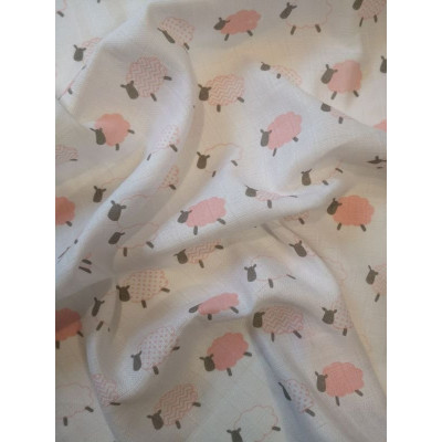 Látková plena s potiskem PREM Beránek meruňková Bavlna, 70x70 cm