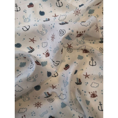 Látková plena s potiskem PREM Oceán Bavlna, 70x70 cm