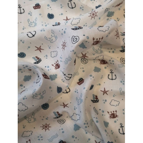 Látková plena s potiskem PREM Oceán Bavlna, 70x70 cm