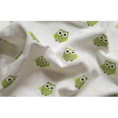 Látková plena s potiskem Sova zelená 70x70 cm