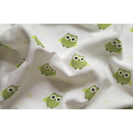 Látková plena s potiskem Sova zelená 70x70 cm