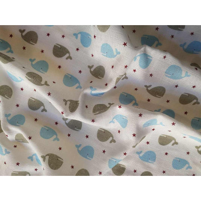 Látková plena s potiskem Velryba modrá 70x70 cm