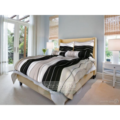 Ložní povlečení bavlna - Vlny černé 70 x 90, 140 x 200 cm