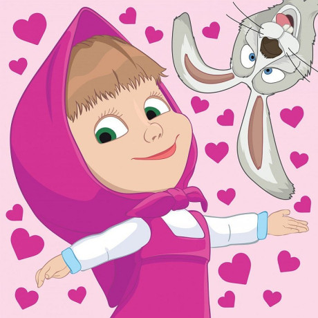 Magický ručníček Máša a Medvěd srdíčka 30x30 cm