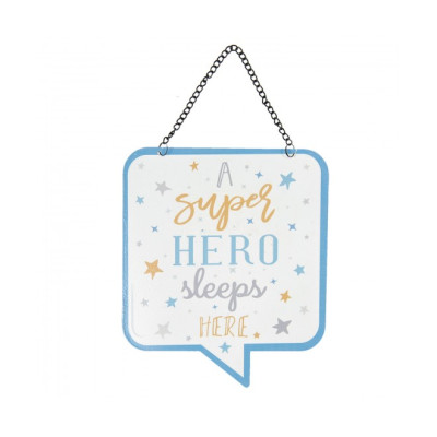 Menší kovová závěsná cedule s textem - 21x18 cm