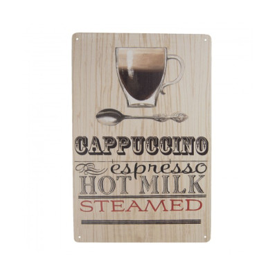 Nástěnná plechová cedule Cappuccino - 20x30 cm