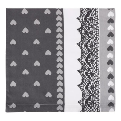 Povláček bavlněný satén - šedé srdce 40x40 cm