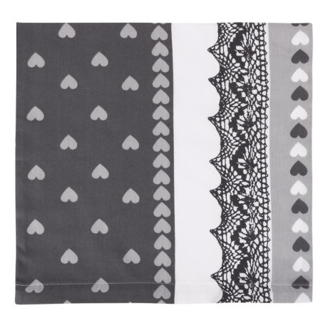 Povláček bavlněný satén - šedé srdce 40x40 cm