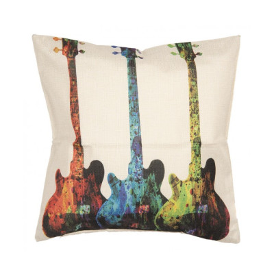 Povlak na polštář s barevnými kytarami - 43x43 cm