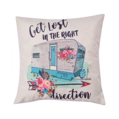Povlak na polštář s potiskem retro karavanu - 43x43 cm