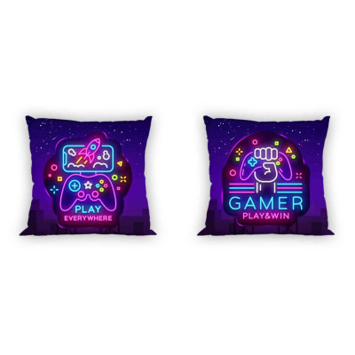 Povlak na polštářek Gamer Neon Bavlna, 40x40 cm