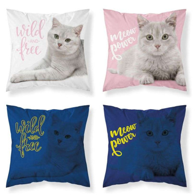 Povlak na polštářek Kočka pink svítící Bavlna, 40x40 cm