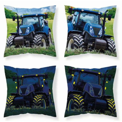 Povlak na polštářek Traktor blue svítící Bavlna, 40x40 cm