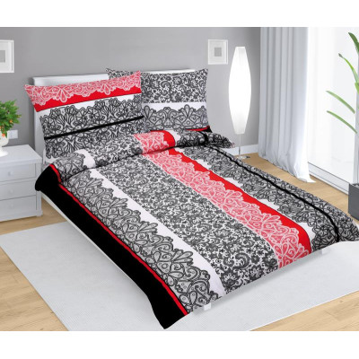 Povlečení bavlněné - Černočervená krajka, 140x200, 70x90 cm