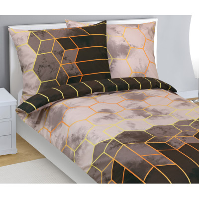 Povlečení bavlněné - hnědé plástve 140x200, 70x90 cm