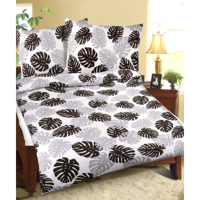 Povlečení bavlněné - lupení hnědošedé 140x200, 70x90 cm