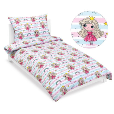 Povlečení bavlněné Princezna s duhou 140x200, 70x90 cm