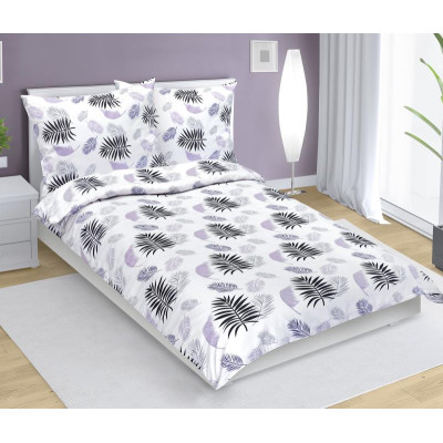 Povlečení flanelové - fialové peříčko, 140x200, 70x90 cm