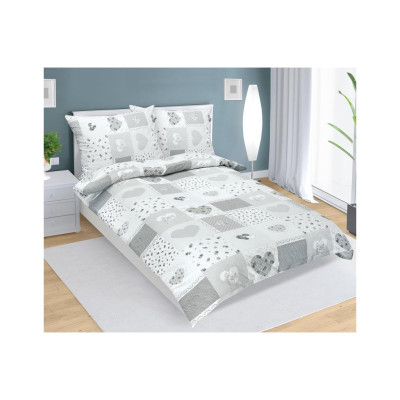 Povlečení flanelové - patchwork šedý, 140x200, 70x90 cm