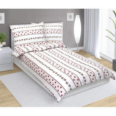 Povlečení flanelové 140x200, 70x90 cm -růžička v proužku