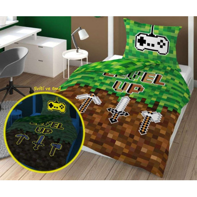 Povlečení Kostičky Level Up svítící Bavlna, 140x200, 70x80 cm