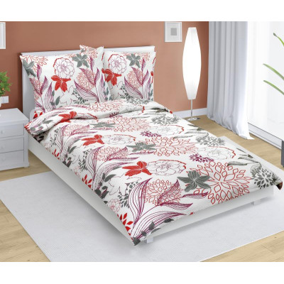 Povlečení krepové - červené květy 140x200, 70x90 cm