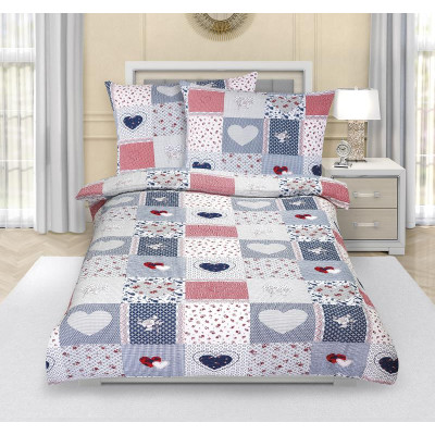 Povlečení krepové - modré srdce 140x220, 70x90 cm