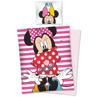 Povlečení Minnie proužky 140x200, 70x90 cm