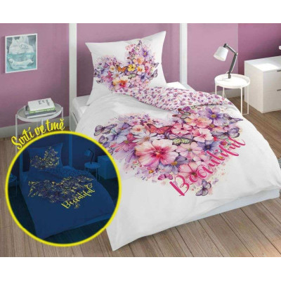 Povlečení Motýlci srdce svítící 140x200, 70x80 cm