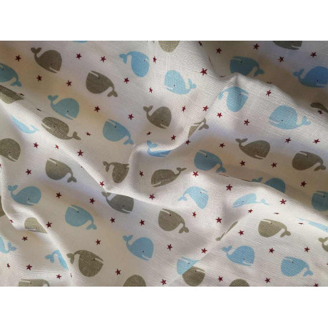 PREM Bambusová tetra plena s potiskem Velryba modrá 70x70 cm