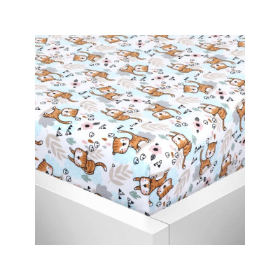 Prostěradlo jersey s elastanem 90x200 cm kočičky