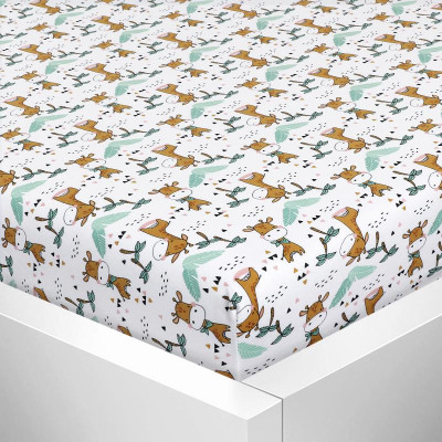 Prostěradlo jersey s elastanem 90x200 cm žirafy